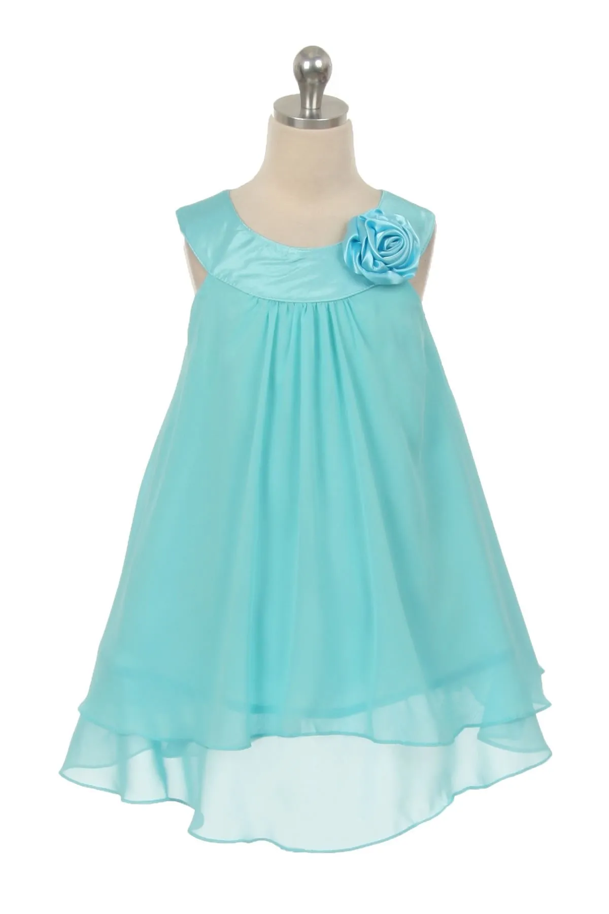 255 Chiffon Dress w/Satin Neckline - Discontinued