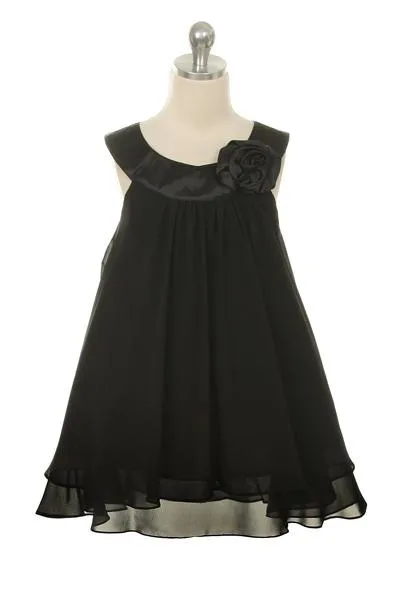 255 Chiffon Dress w/Satin Neckline - Discontinued