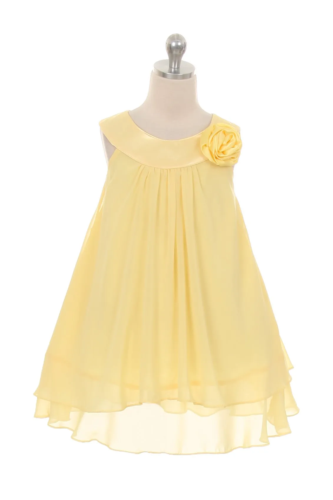 255 Chiffon Dress w/Satin Neckline - Discontinued
