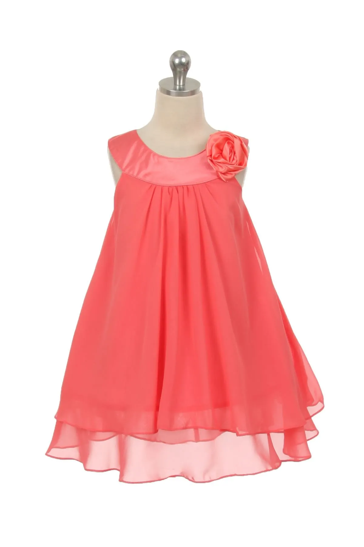 255 Chiffon Dress w/Satin Neckline - Discontinued