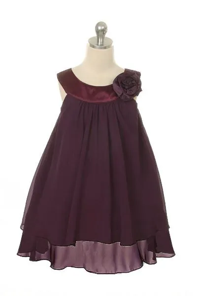 255 Chiffon Dress w/Satin Neckline - Discontinued