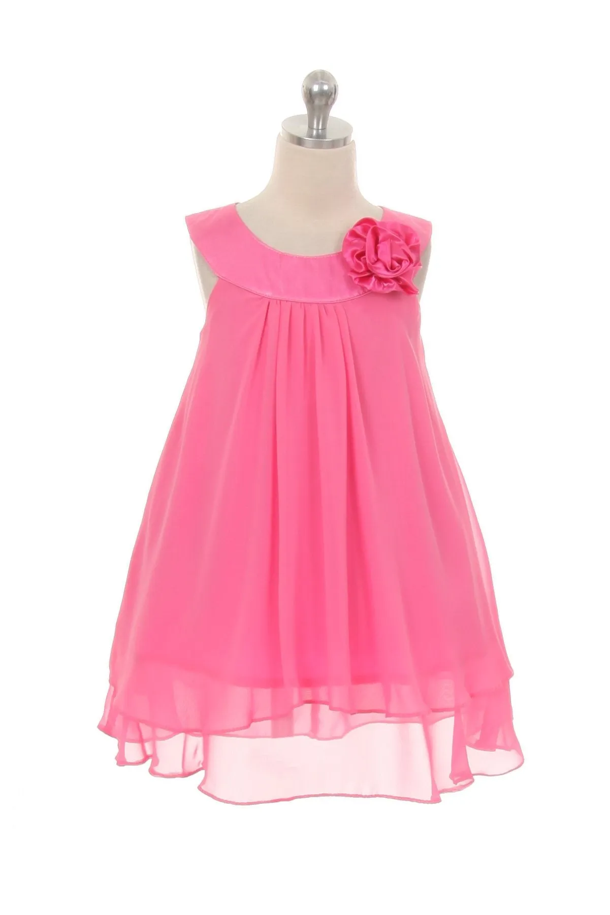 255 Chiffon Dress w/Satin Neckline - Discontinued