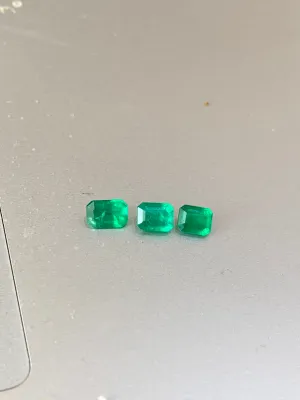 3 Pieces Emerald Cut Vivid Green Emerald Deal