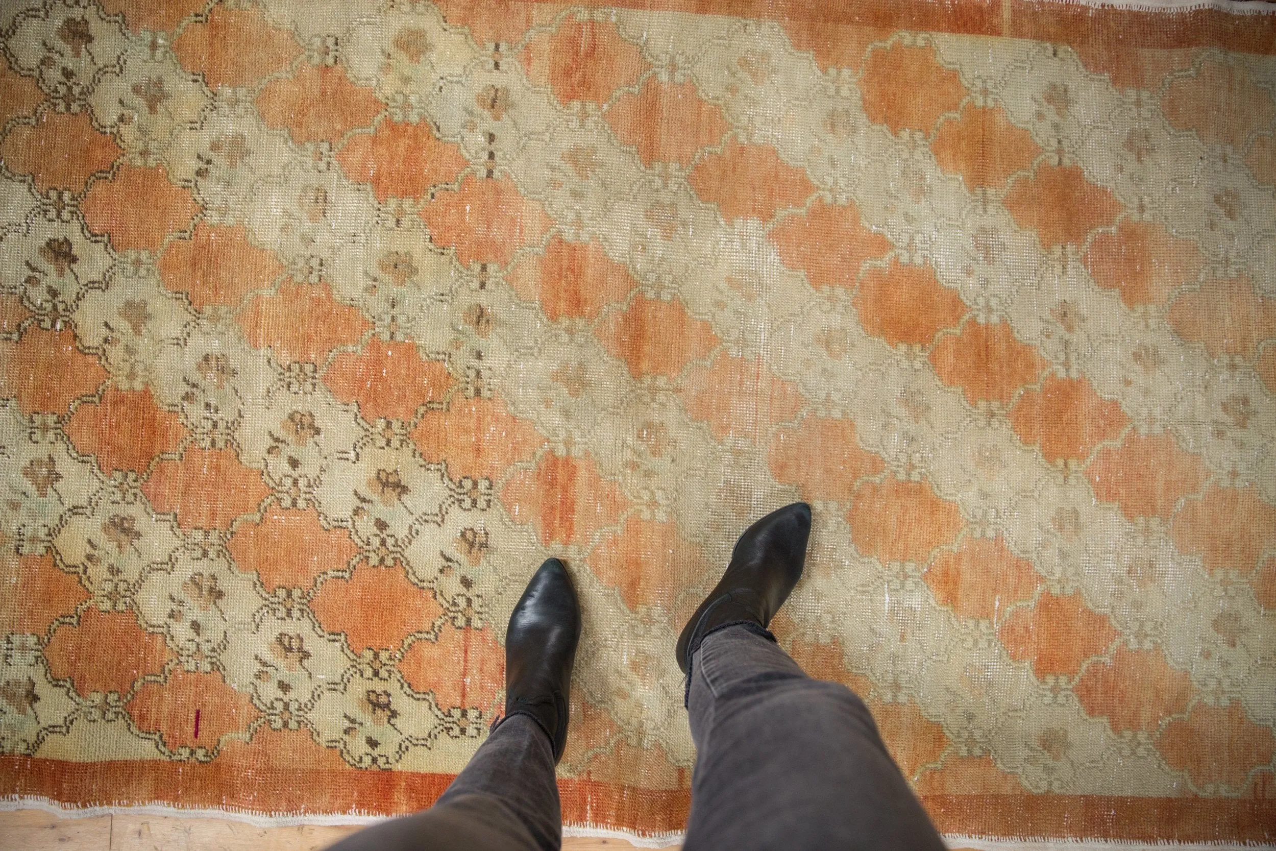 3.5x9.5 Vintage Distressed Oushak Rug Runner