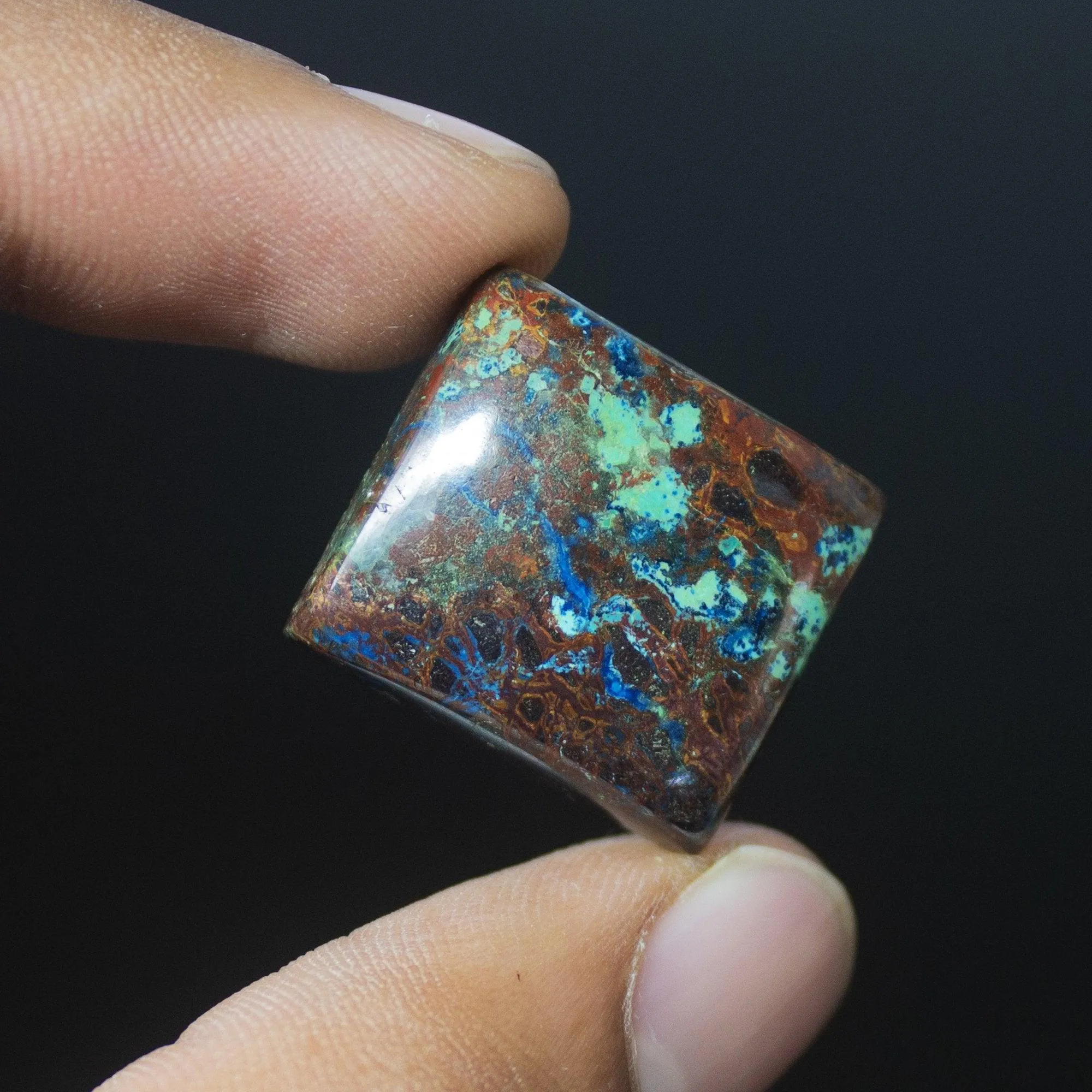 36 carats, 22x19mm, Natural Azurite Smooth Polished Square Cabochon Loose Gemstone
