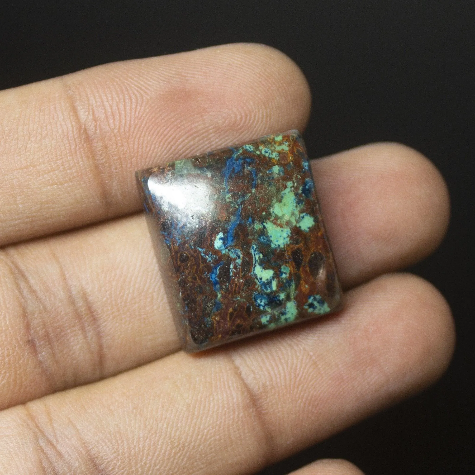 36 carats, 22x19mm, Natural Azurite Smooth Polished Square Cabochon Loose Gemstone