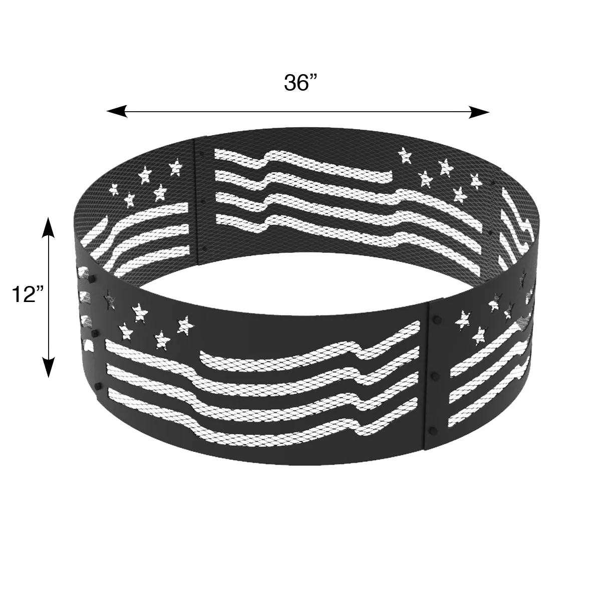 36 in. Round x 12 in. High Stars and Stripes Decorative Steel Fire Ring