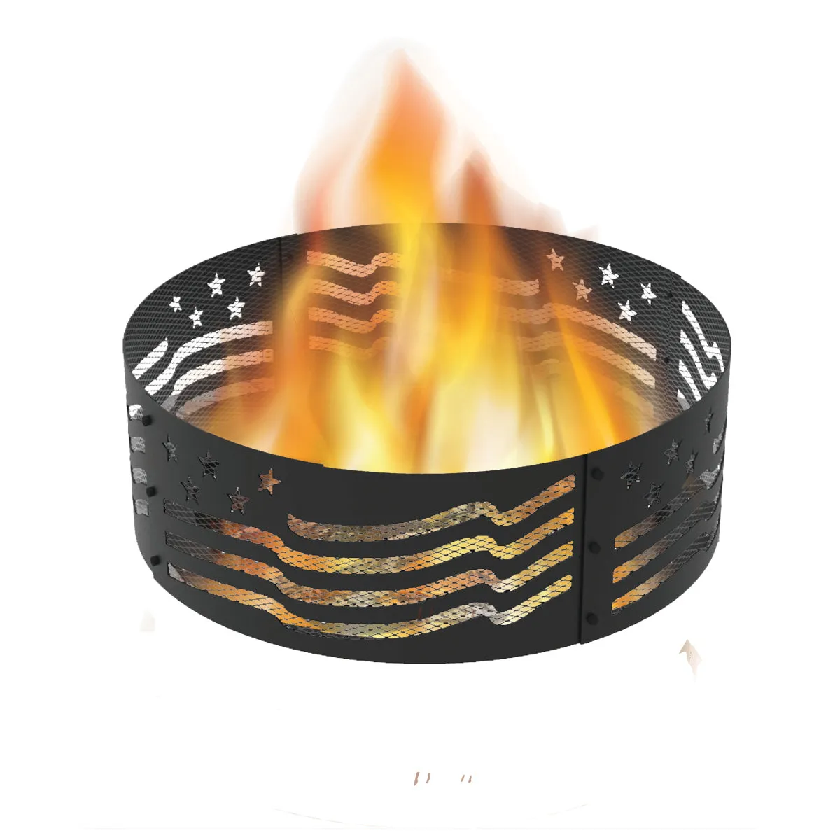 36 in. Round x 12 in. High Stars and Stripes Decorative Steel Fire Ring