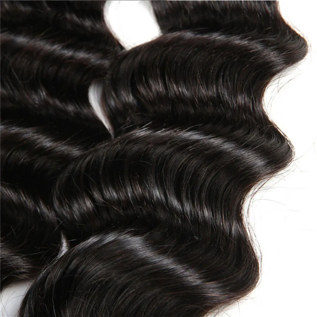 4 Bundles 9A Loose Deep Wave Brazilian Human Hair Bundles Natural Color