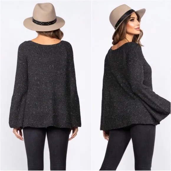 (46)🍁New Women's Bell Sleeve Long Sleeve Rounded Neckline Cute Casual Sweater🍁