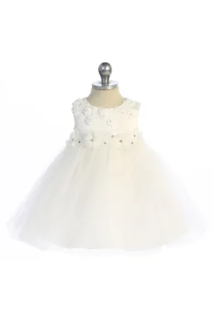 534-Princess Ballgown Baby Dress w/ Floral Trim
