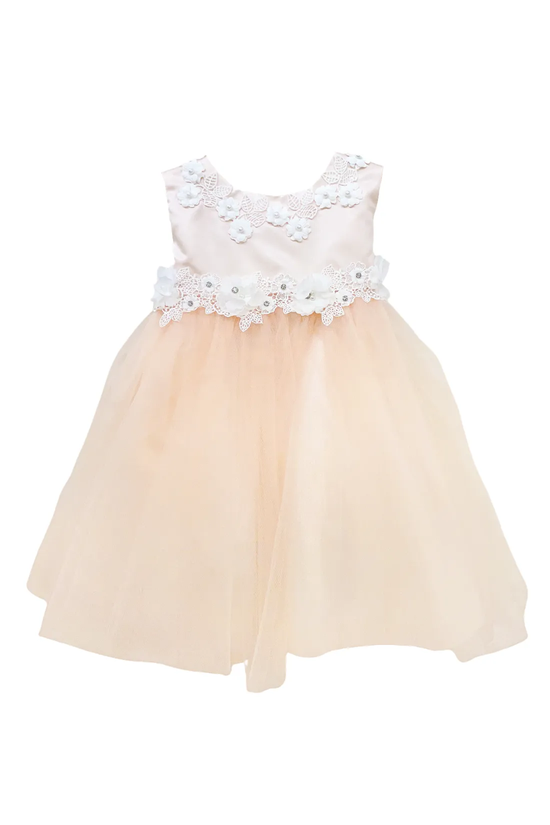 534-Princess Ballgown Baby Dress w/ Floral Trim