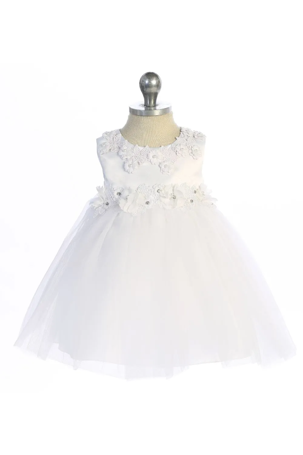 534-Princess Ballgown Baby Dress w/ Floral Trim