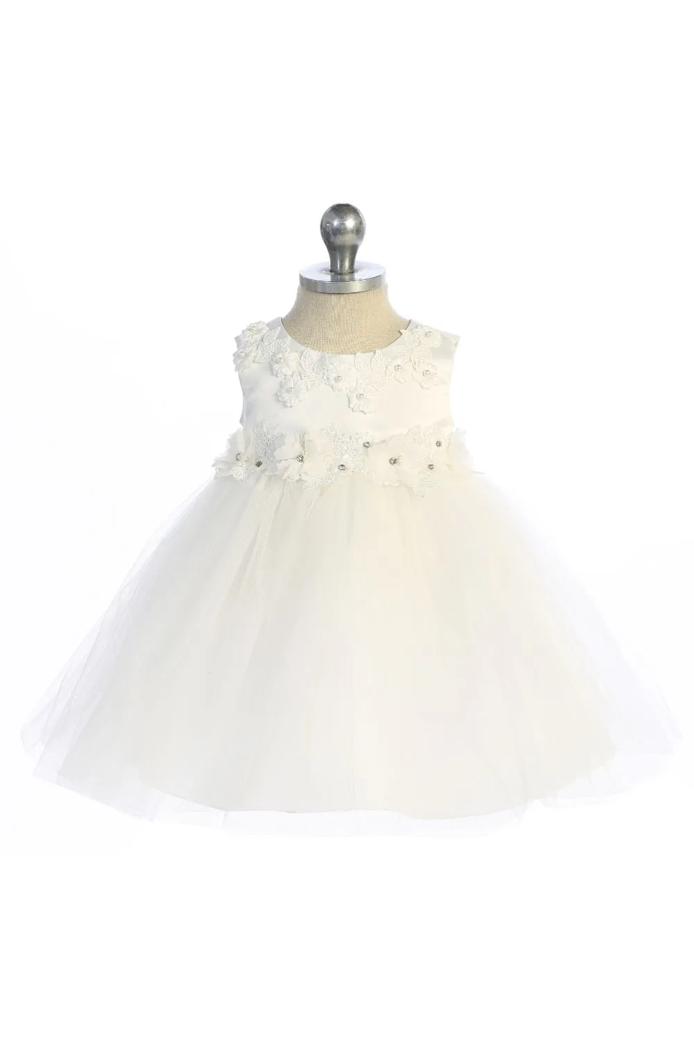 534-Princess Ballgown Baby Dress w/ Floral Trim