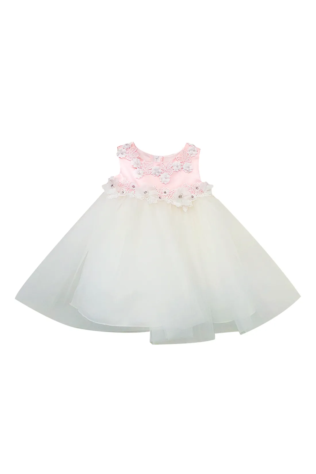 534-Princess Ballgown Baby Dress w/ Floral Trim
