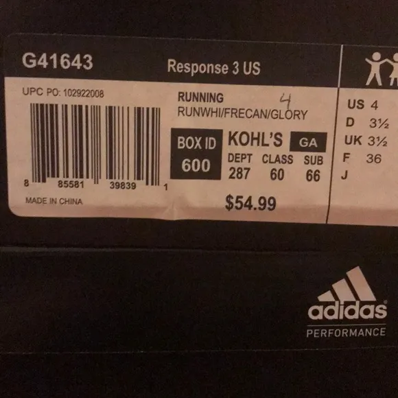 600 Adidas response 3 us G41643 running silver dark pink light neon yellow girls