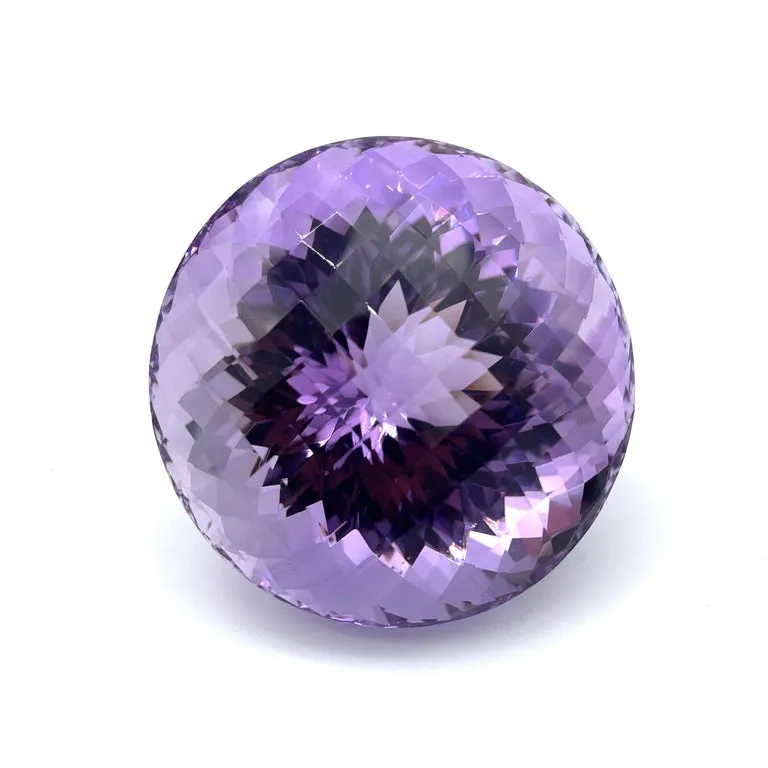 651 Carat Round Faceted Checkerboard Amethyst, Collector Gemstone Display Piece