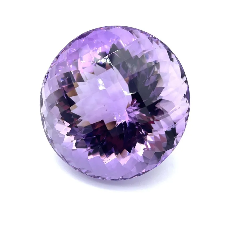 651 Carat Round Faceted Checkerboard Amethyst, Collector Gemstone Display Piece