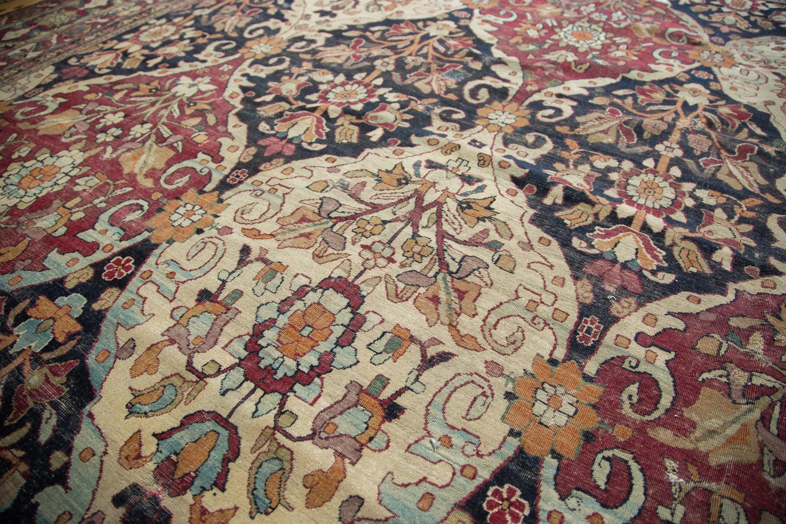 8.5x12 Unusual Antique Lavar Kerman Carpet