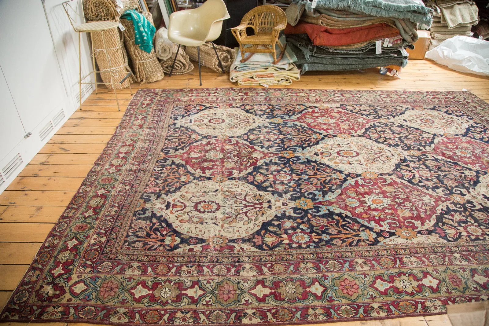8.5x12 Unusual Antique Lavar Kerman Carpet