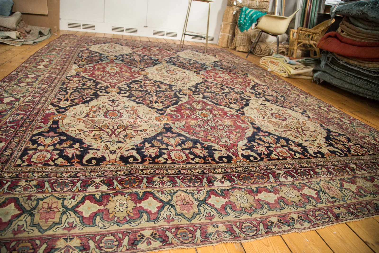 8.5x12 Unusual Antique Lavar Kerman Carpet