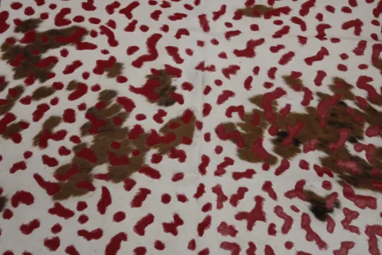 Acid Wash Red on Tricolor Cowhide  - (XL 6'3"x6' Ft) - Approx 36 sqft -  Premium