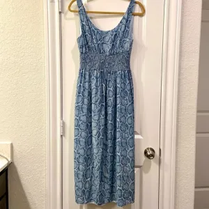 Acrobat Blue Snake Print Tank MIDI Dress - M