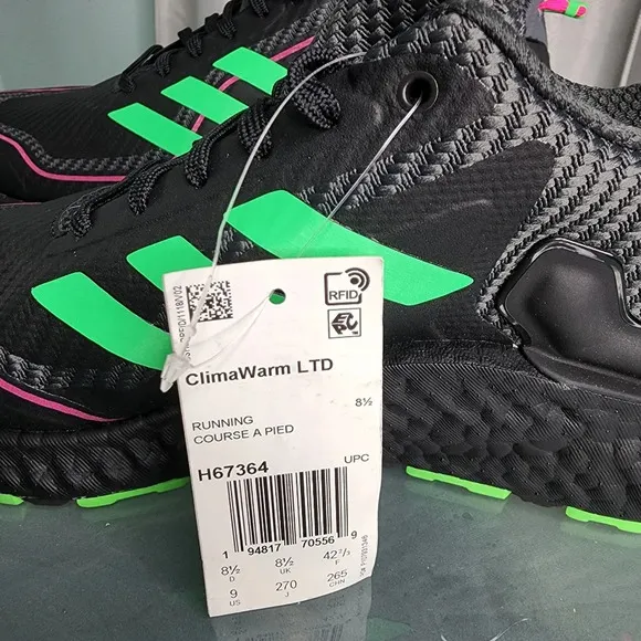 Adidas Climawarm LTD Unisex Running Neon Black Sz 9