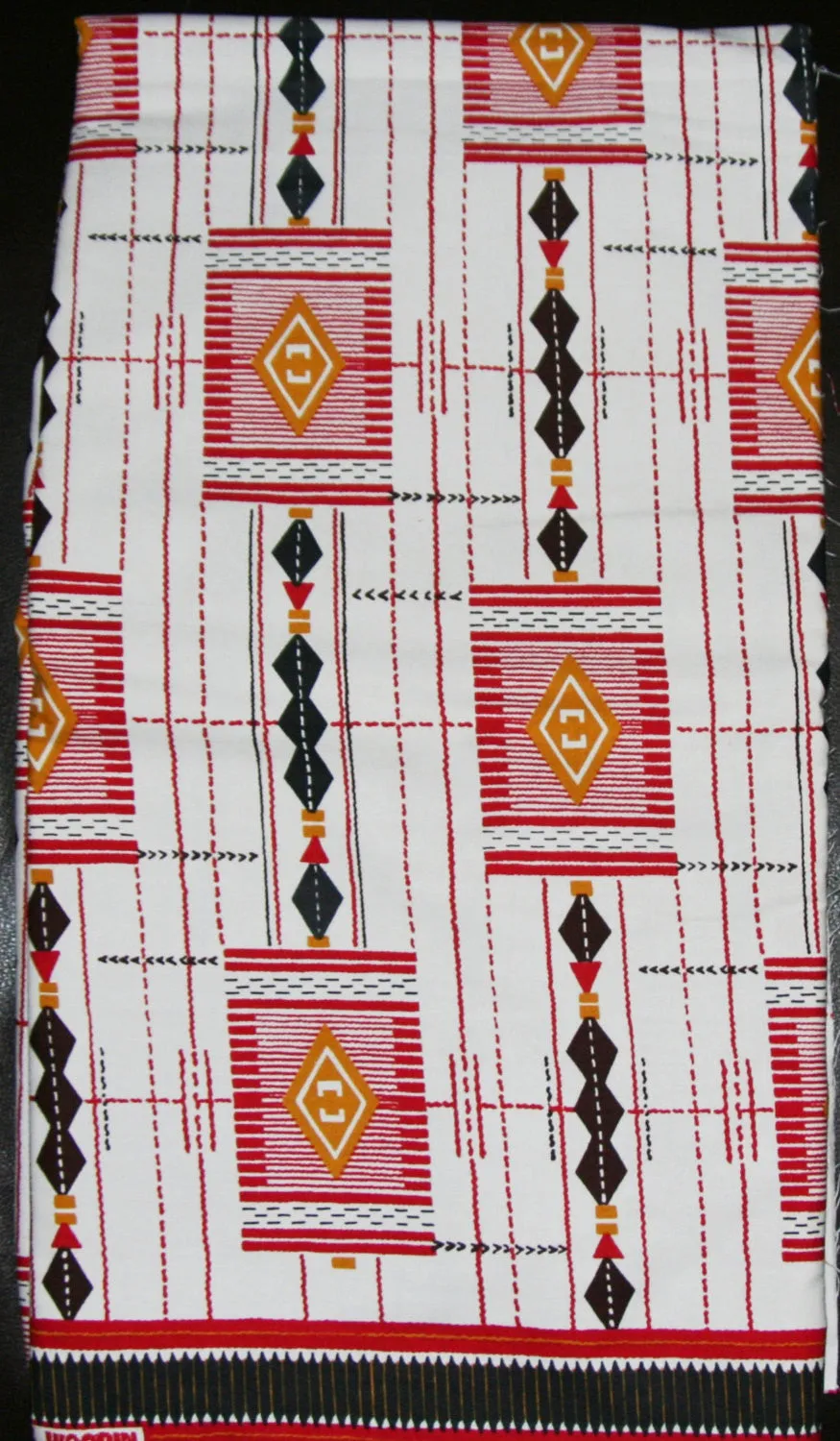 African Fabric 6 Yards Tisse de Woodin Vlisco Classic Red, White, Black
