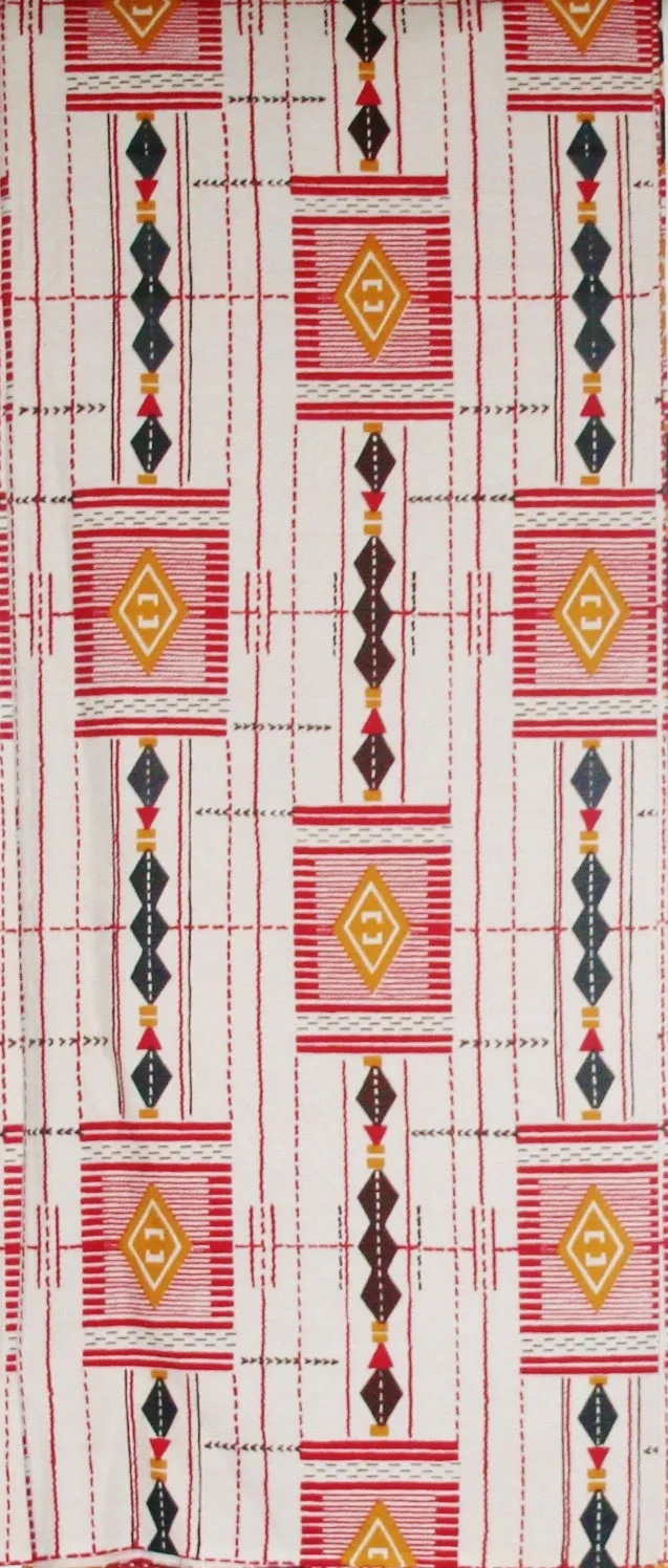 African Fabric 6 Yards Tisse de Woodin Vlisco Classic Red, White, Black