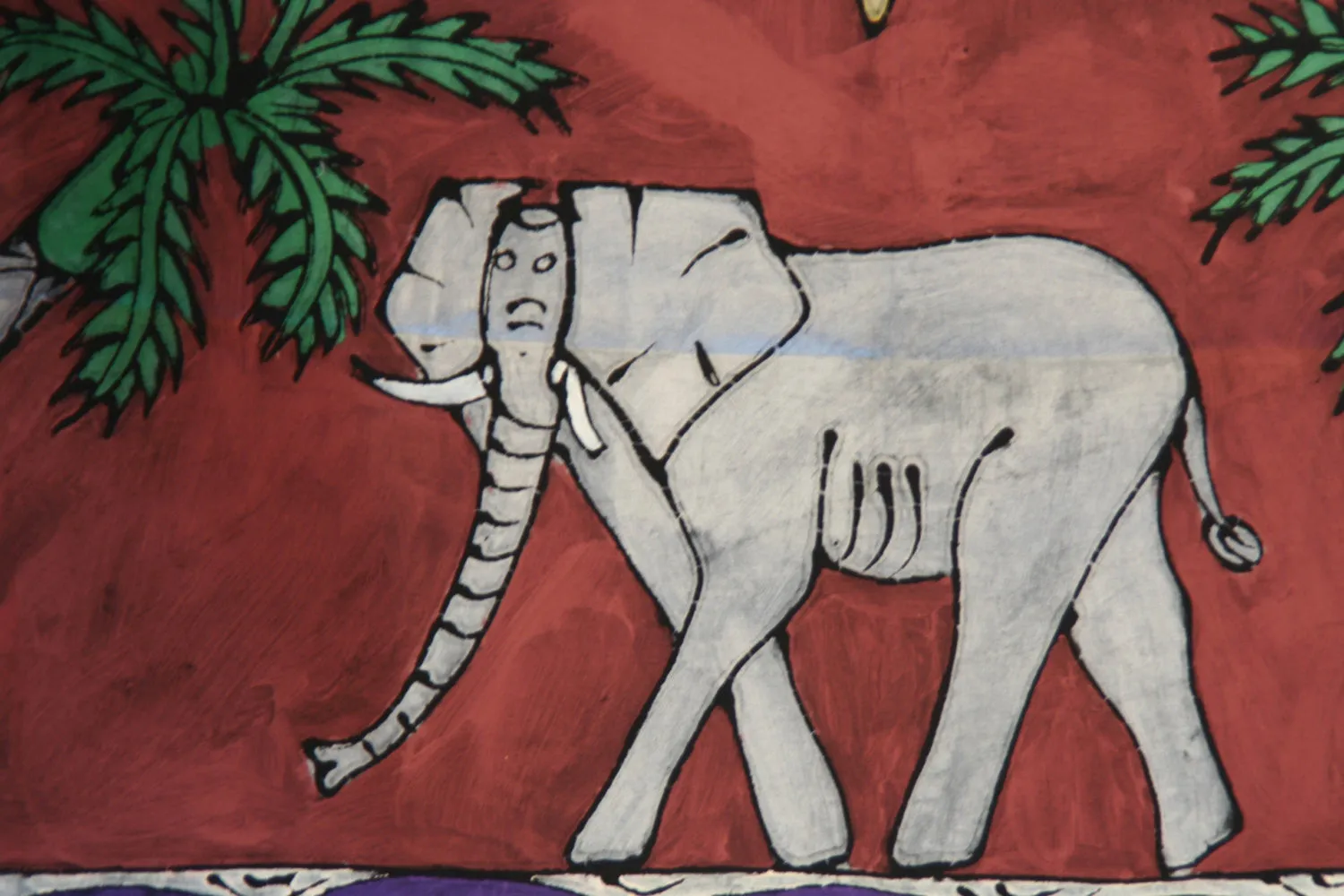 African Handpainted Tablecloth 56"X59" Elephant, Leopard, African Sun