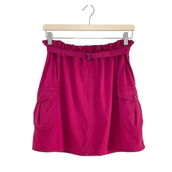 Agnès b. Sport b. Paris Vintage Y2K Paper Bag Cargo Mini Skirt Magenta Small