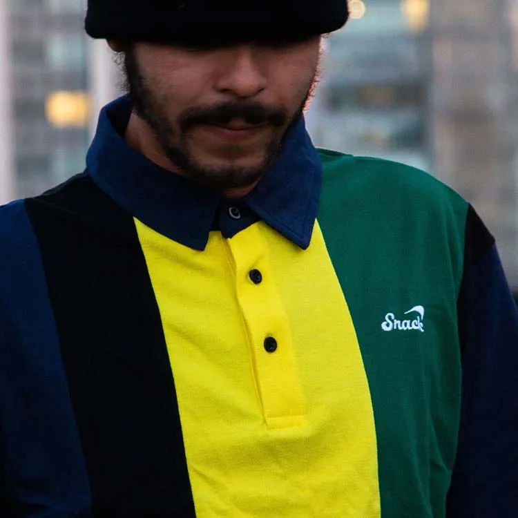 ALIVE VERTICAL STRIPE POLO BLACK & GREEN