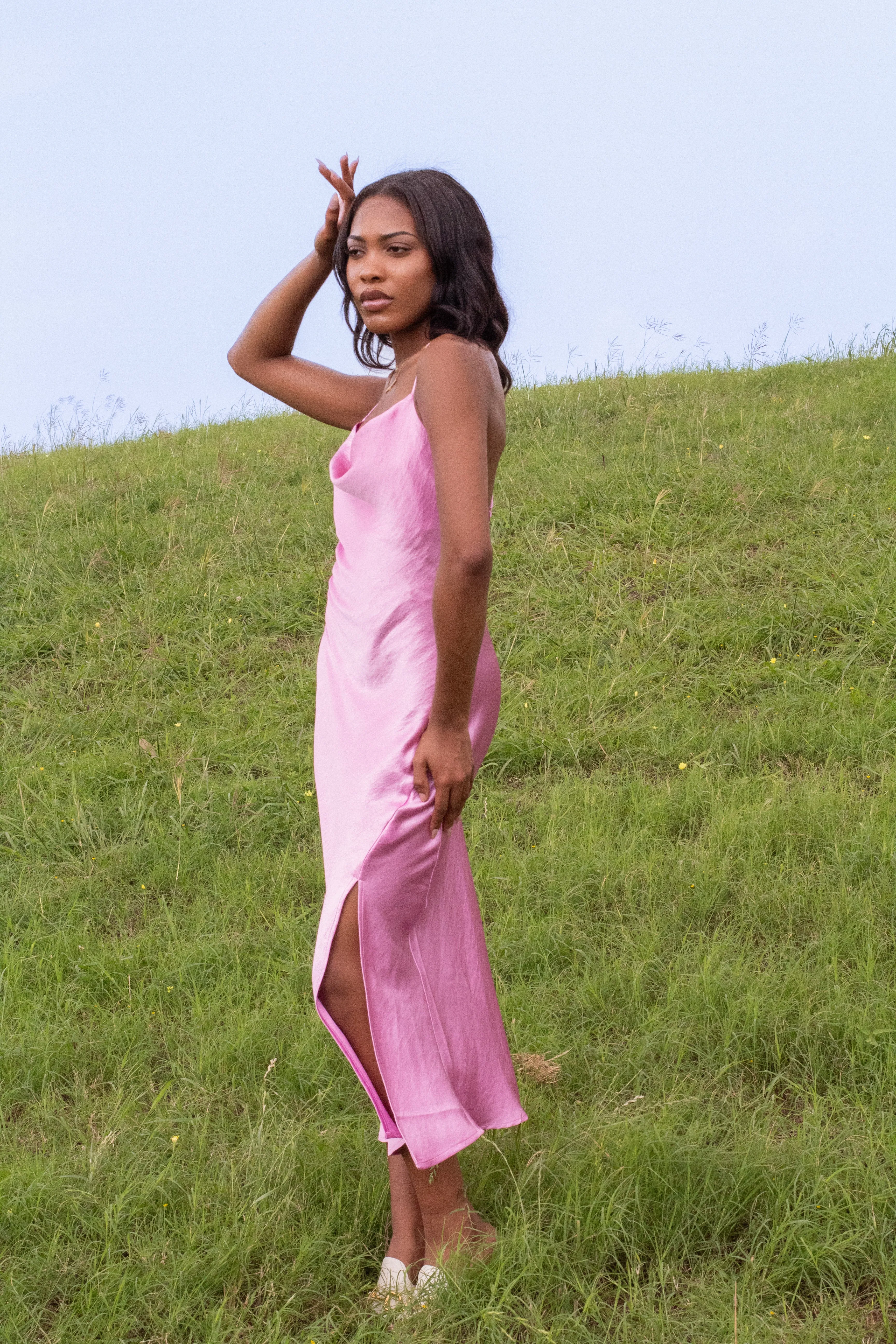 Amayah Pink Satin Dress
