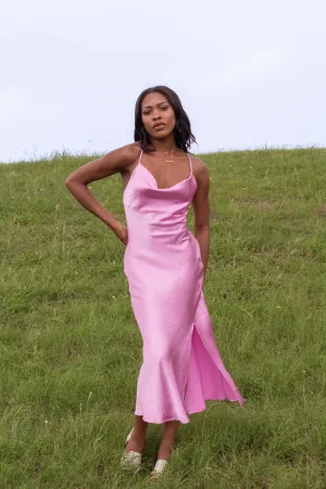 Amayah Pink Satin Dress