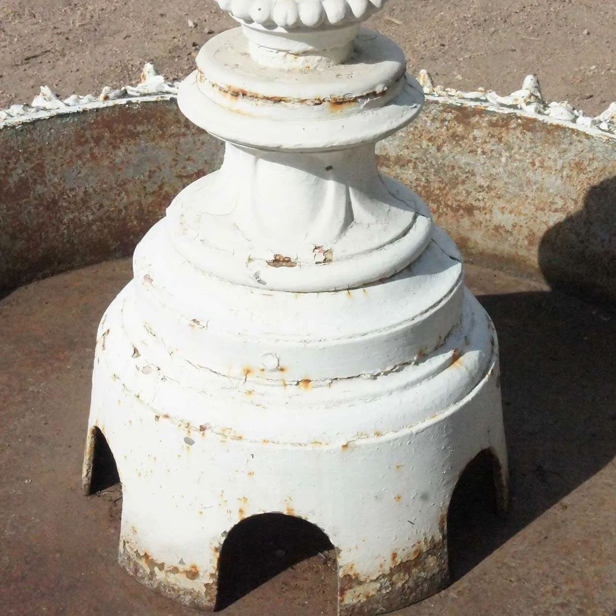 American J.W. Fiske Victorian Painted Cast Iron Two-Tier Garden Fountain and Pan