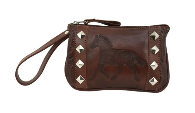 American West Handbag Hitchin' Post Collection: Event Wristlet Running Horse