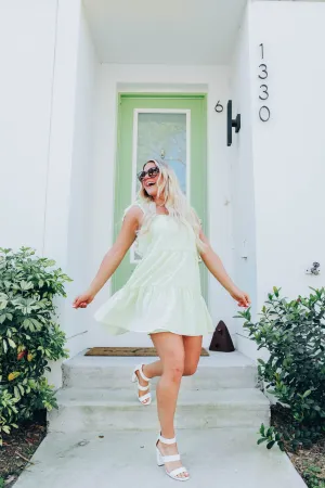 Angelic Ruffle Tiered Sundress - Pastel Green