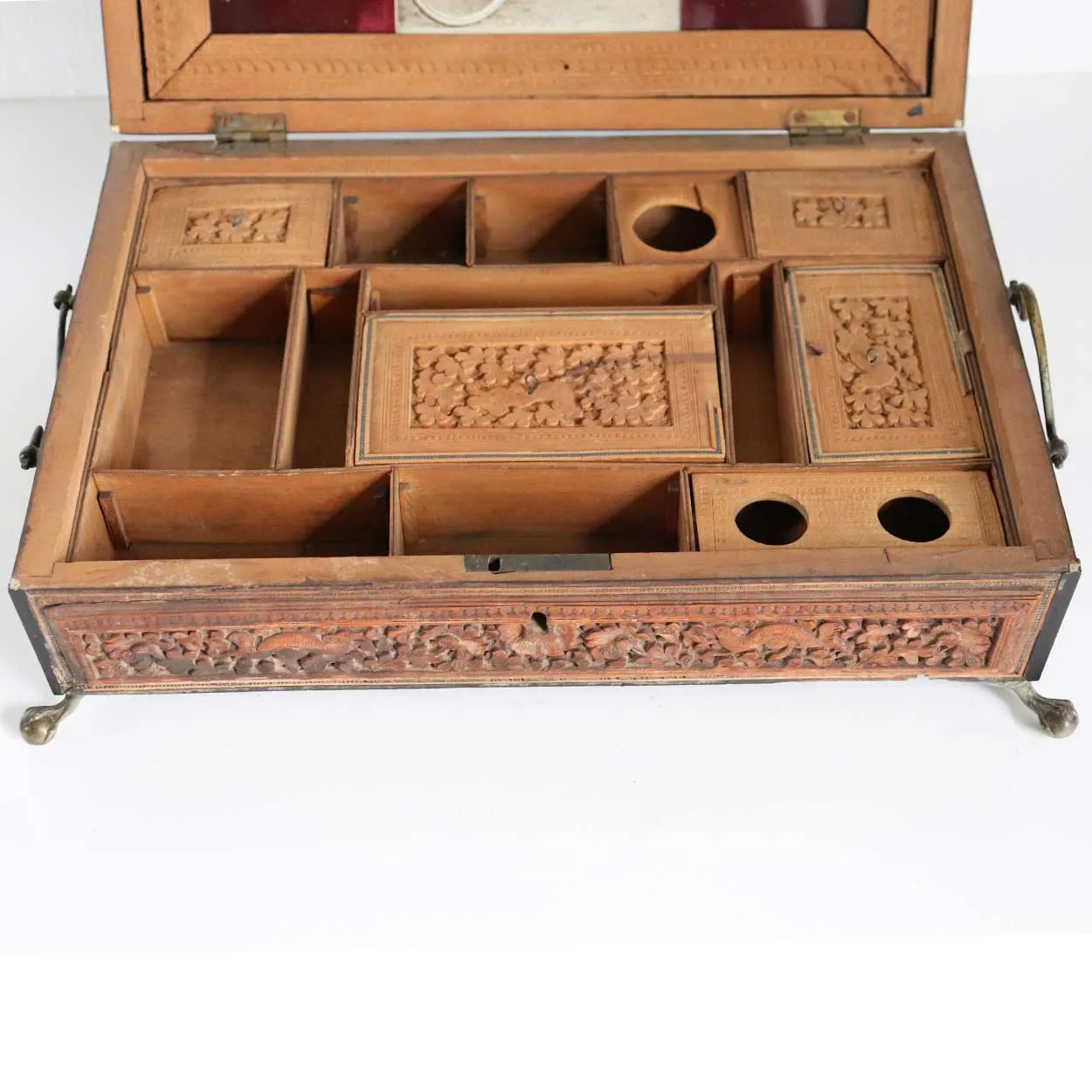 Anglo Indian Vizagapatam Brass Mounted Sandalwood and Mosaic Desk Box