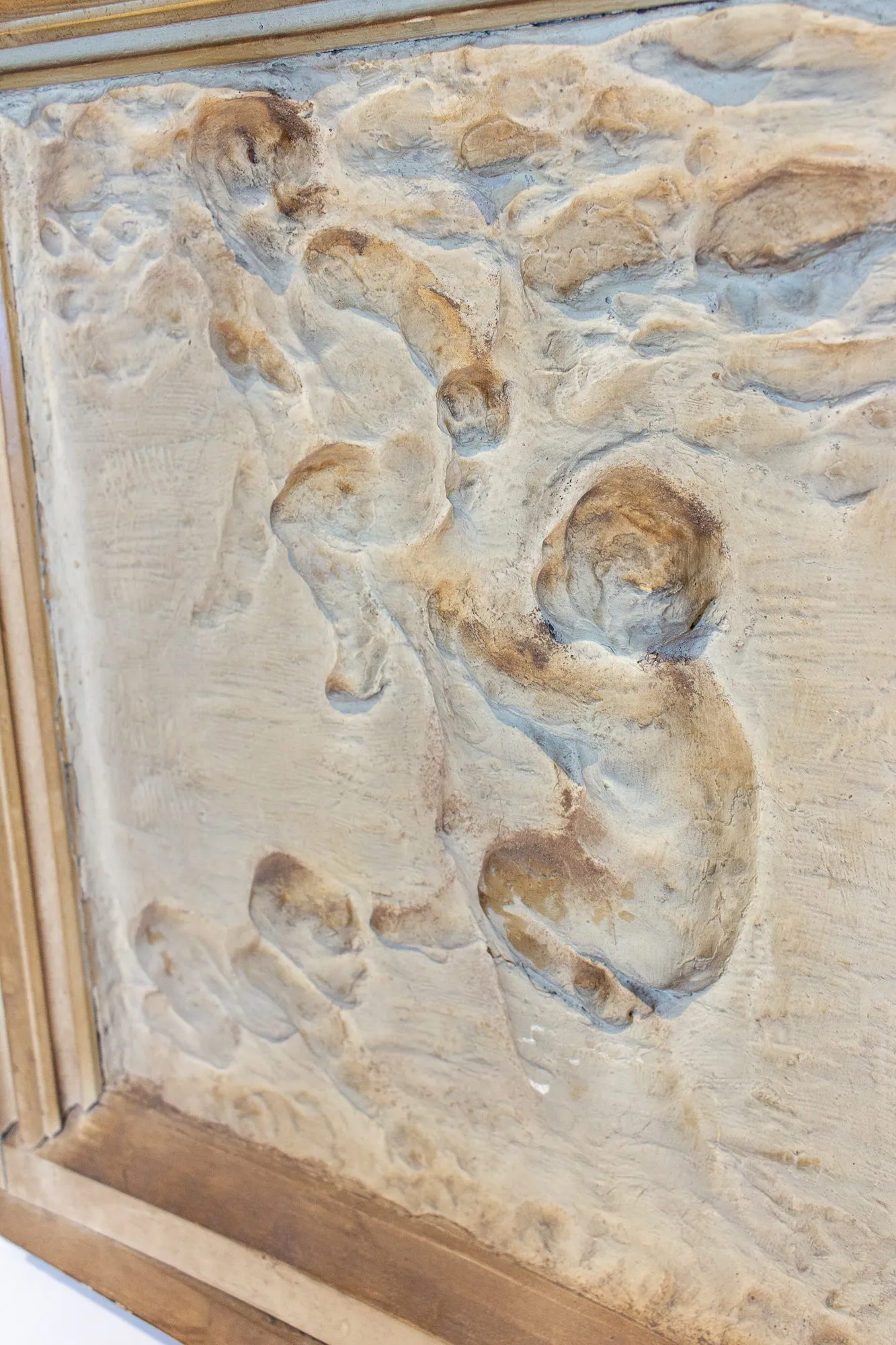 Antique Belgian Plaster Panel with Cherub Imagery