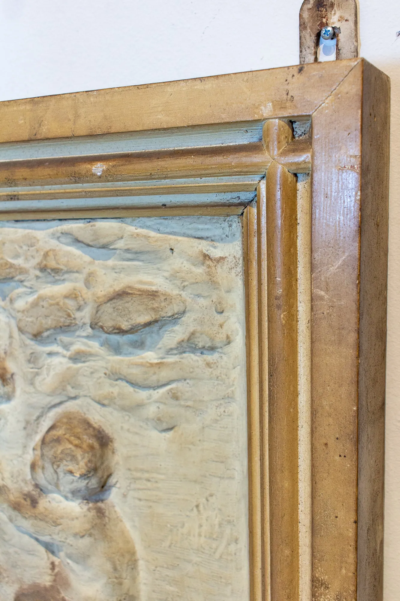 Antique Belgian Plaster Panel with Cherub Imagery