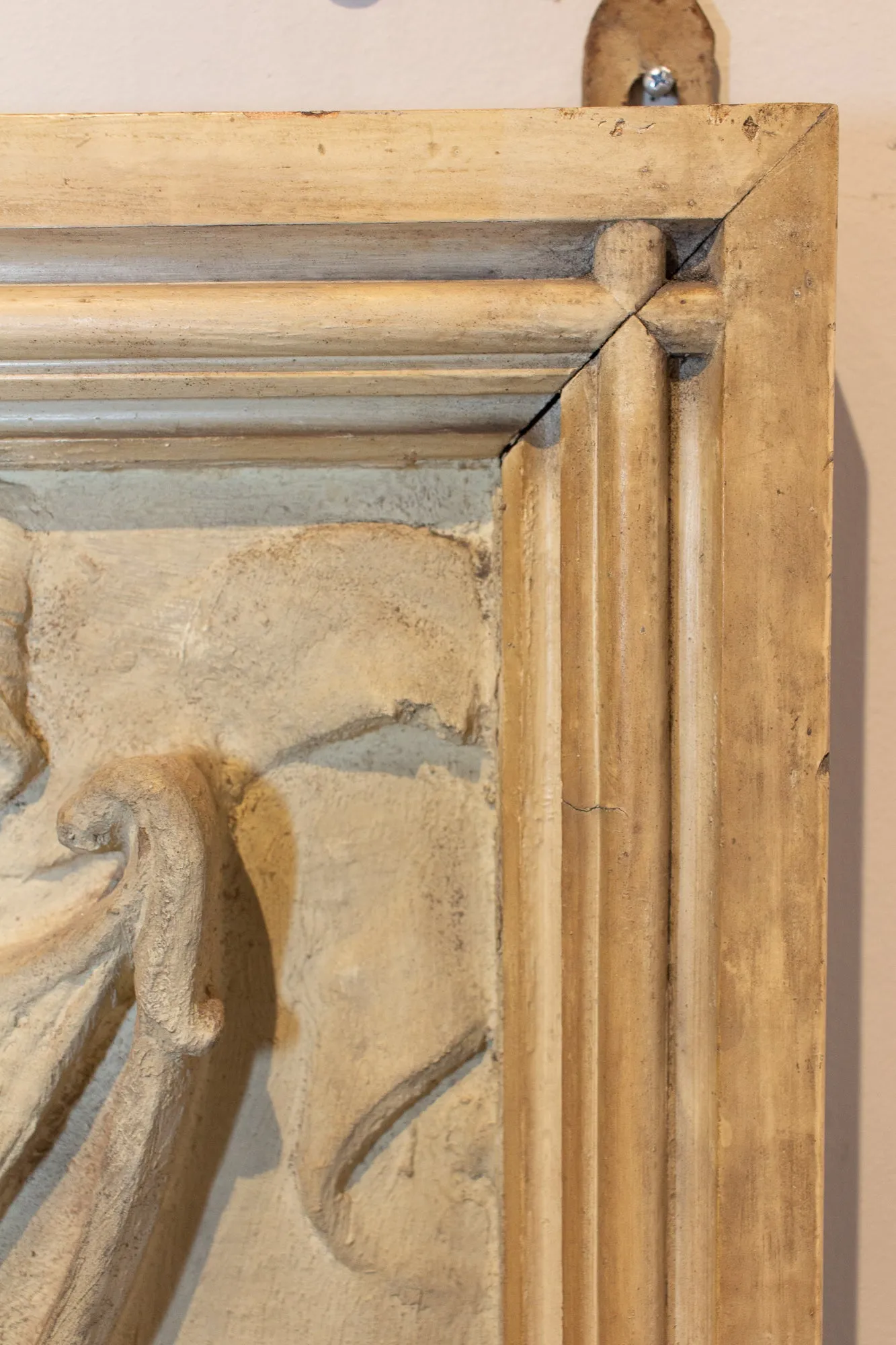 Antique Belgian Plaster Panel with Mythological Imagery