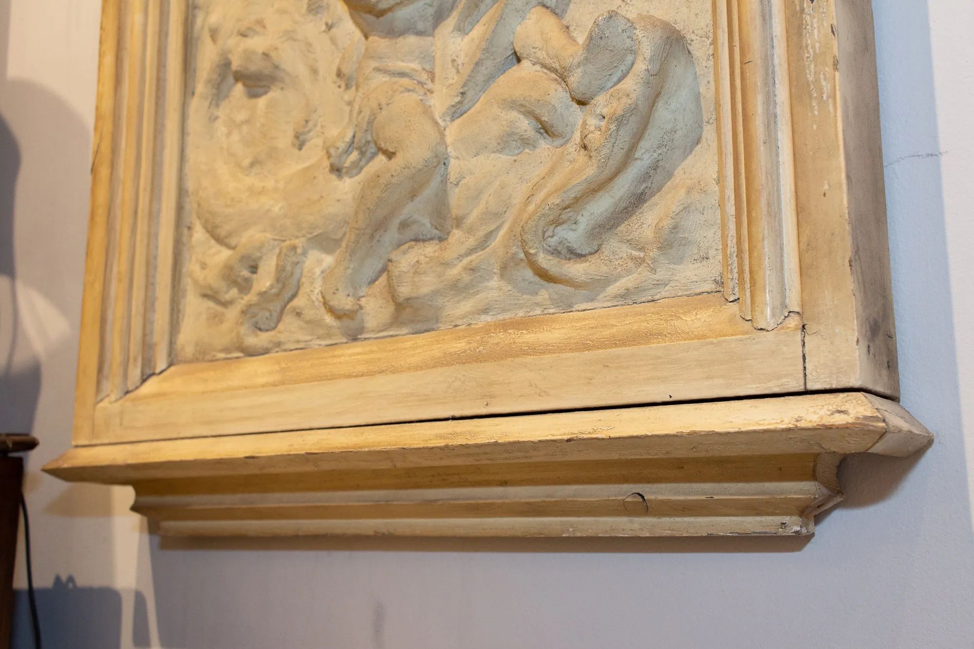Antique Belgian Plaster Panel with Mythological Imagery