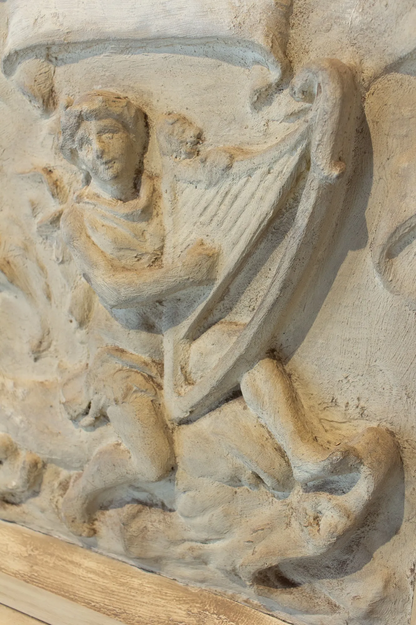 Antique Belgian Plaster Panel with Mythological Imagery