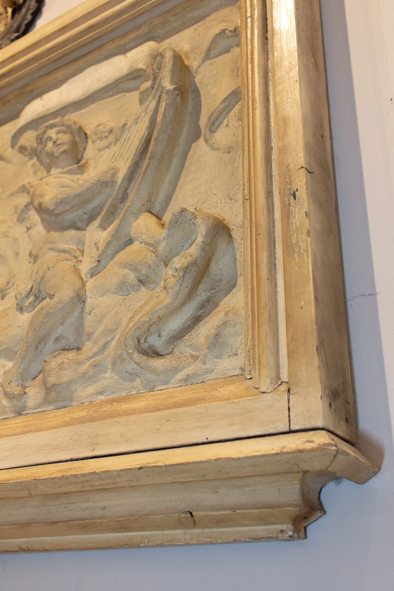 Antique Belgian Plaster Panel with Mythological Imagery
