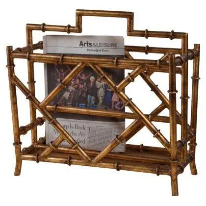Antique Gold Iron Magazine Rack