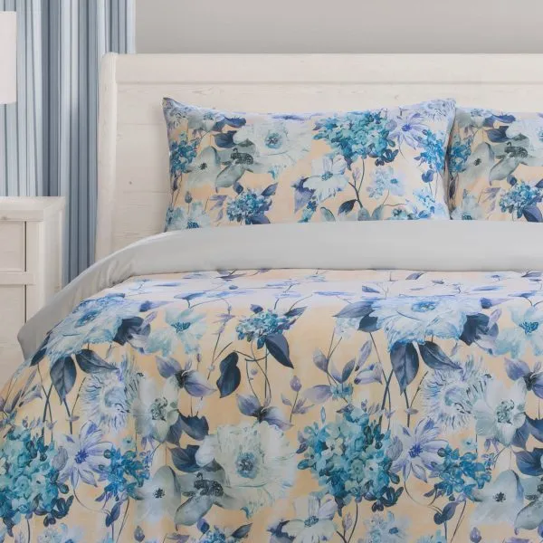 ARDOR BOUDOIR "Peach Blossom" PRINTED MICROFIBRE QUILT COVER SET
