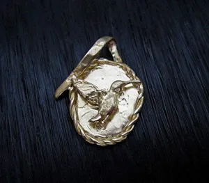 Artisan Detailed Hummingbird Charm and Pendant in Gold Bronze (one)