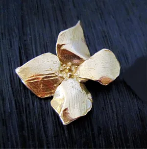Artisan Floral Jewelry Link and Earring Charm in Gold Bronze (one)(N)