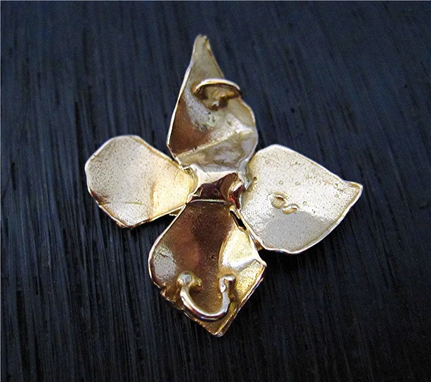 Artisan Floral Jewelry Link and Earring Charm in Gold Bronze (one)(N)